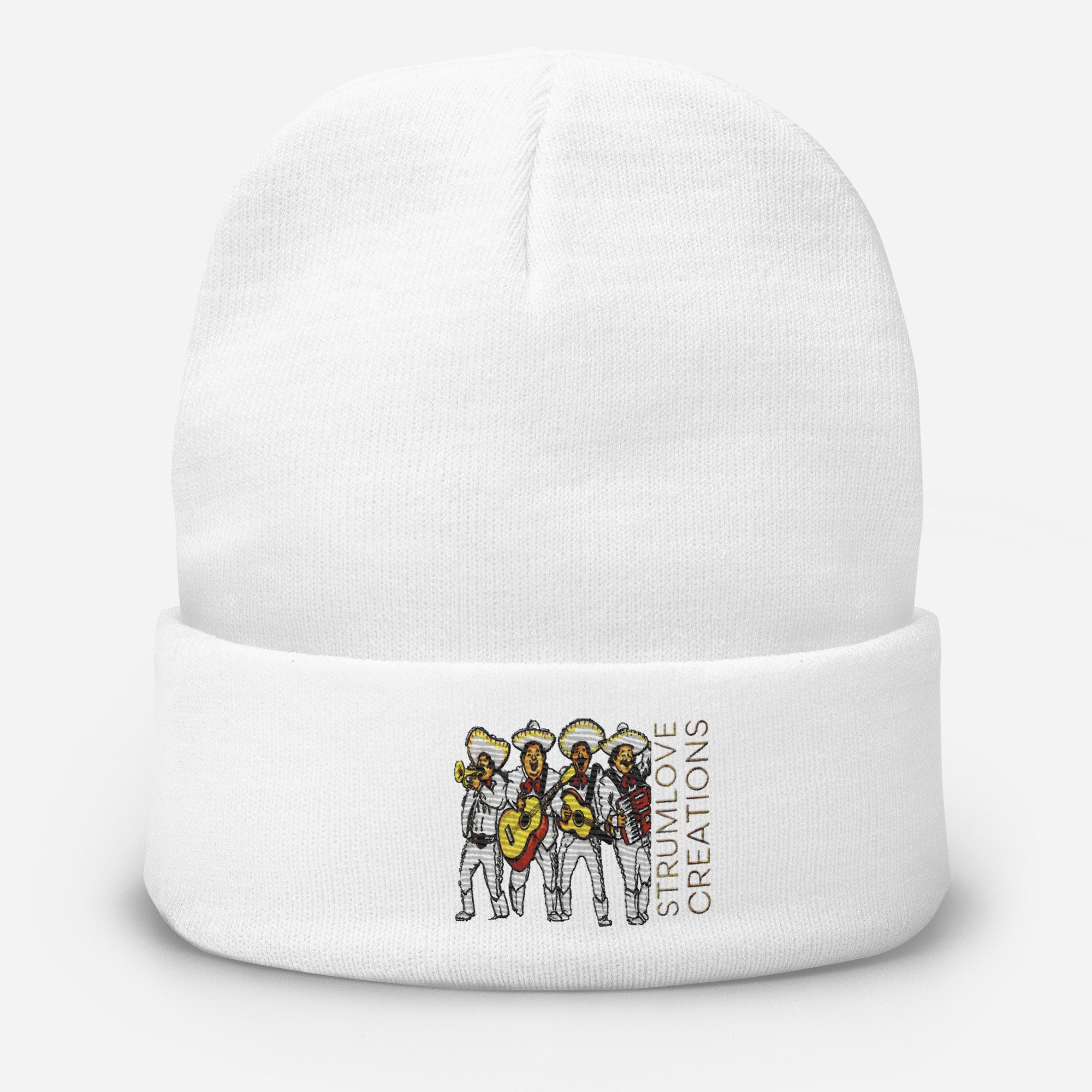 Apparel, Fiesta Mariachi Embroidered Beanie - White